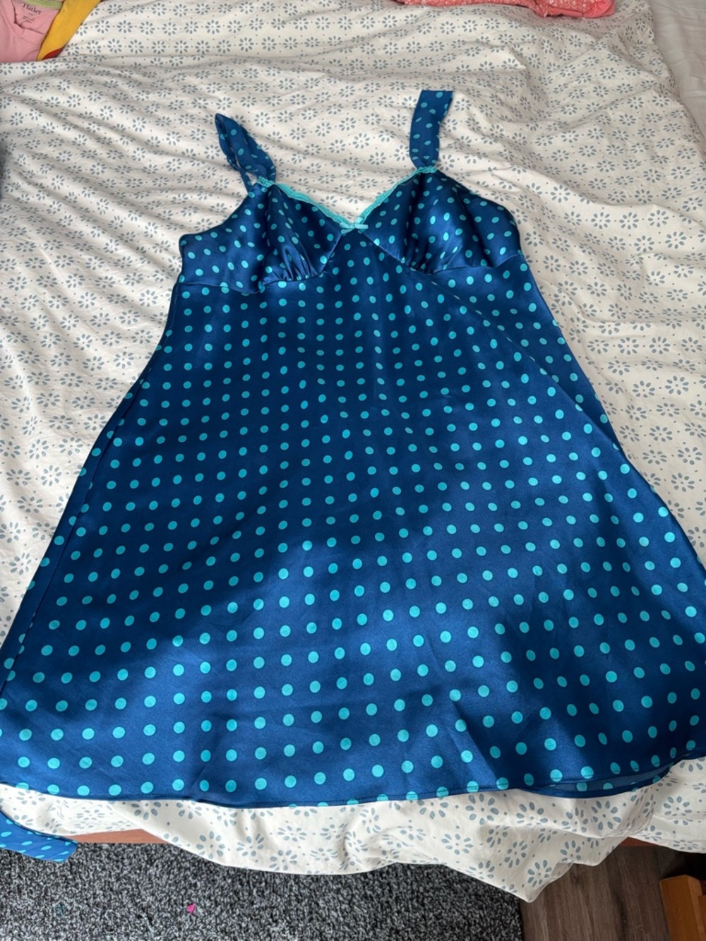 Gilligan & O'Malley Blue Polka Dot Sheer Nightdress